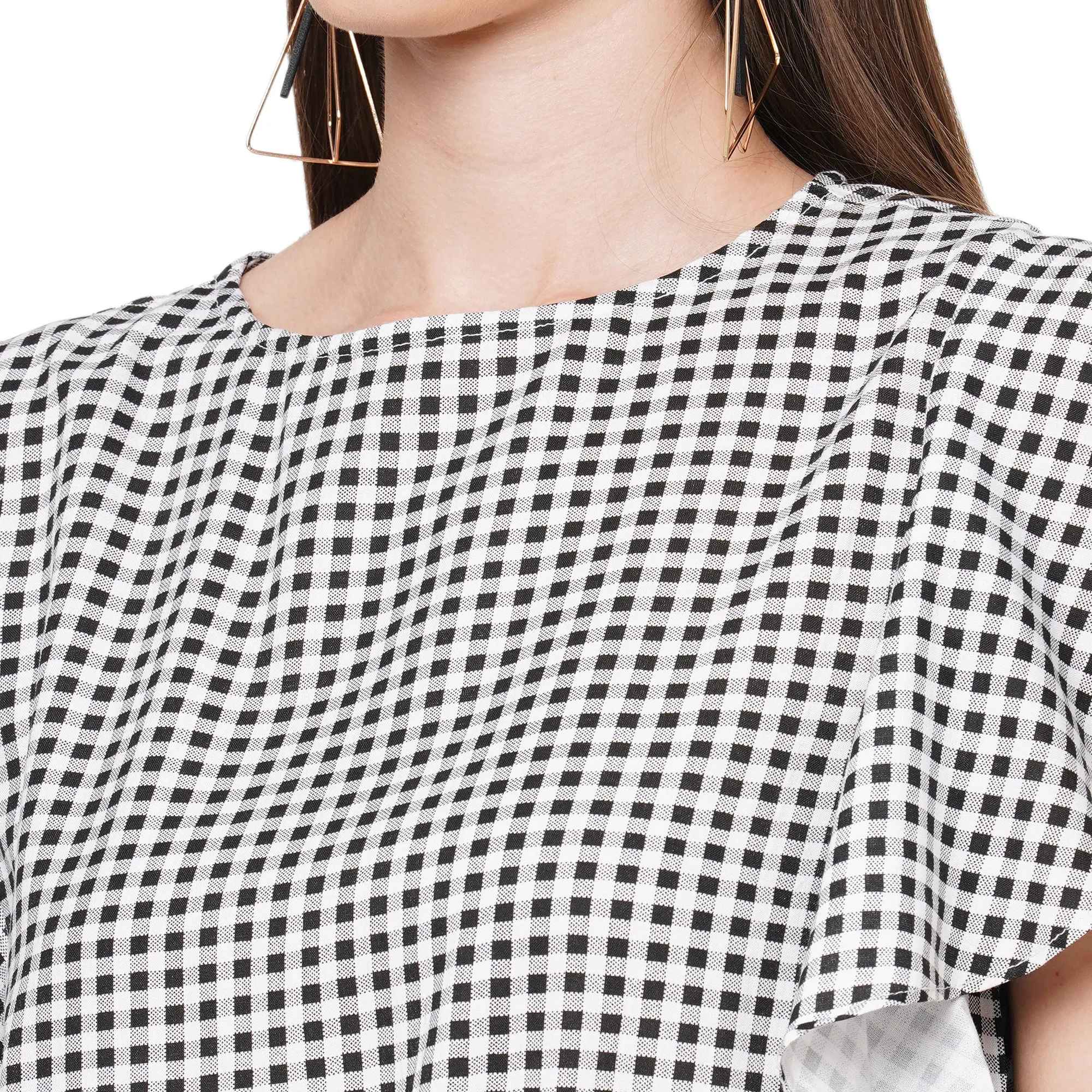 Black Printed Short Sleeves Top