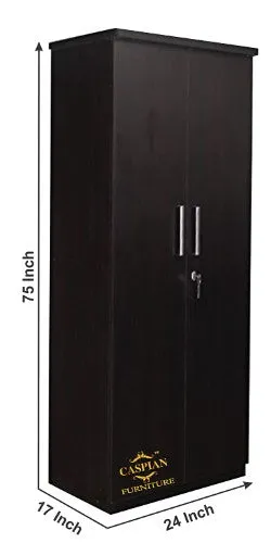 Black Wenge 2 Door Wardrobe with 2 Drawers and 4 Shelves | Wardrobe for Bedroom for Clothes and Storage