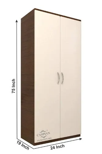 Black Wenge 2 Door Wardrobe with 4 Shelves, Mirror and Hanging Space for Clothes | Wardrobe for Bedroom