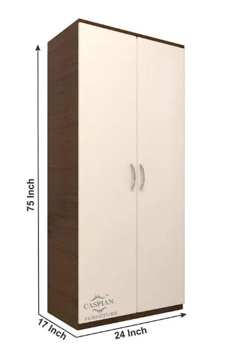 Black Wenge 2 Door Wardrobe with 4 Shelves, Mirror and Hanging Space for Clothes | Wardrobe for Bedroom