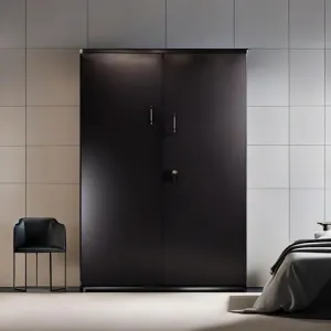 Black Wenge 2 Door Wardrobe with 4 Shelves| Wardrobe for Bedroom/Clothes Organizer