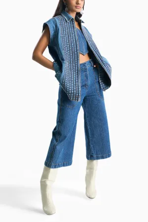 Blue Acid Wash Stripper Denim Co-ord Set
