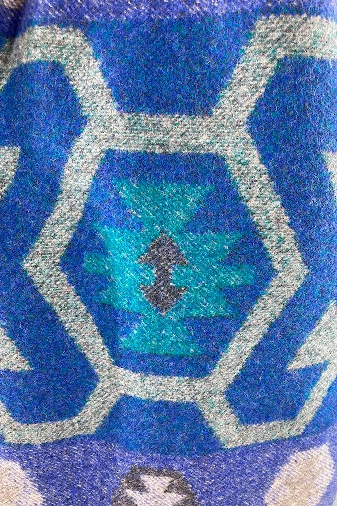 Blue Aztec Blanket Coat