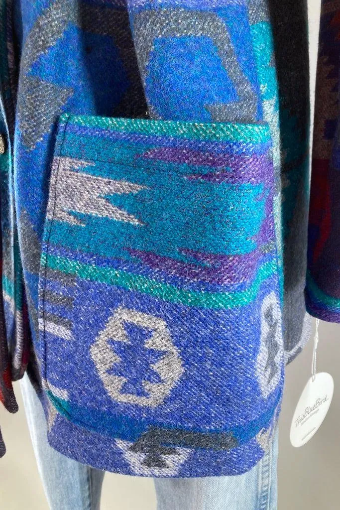 Blue Aztec Blanket Coat