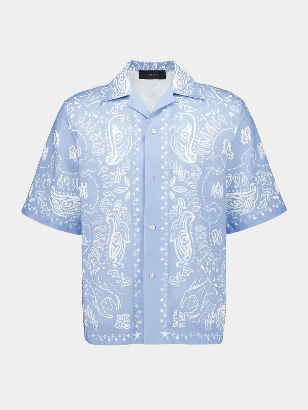 Blue Bandana Watercolor Camp Shirt
