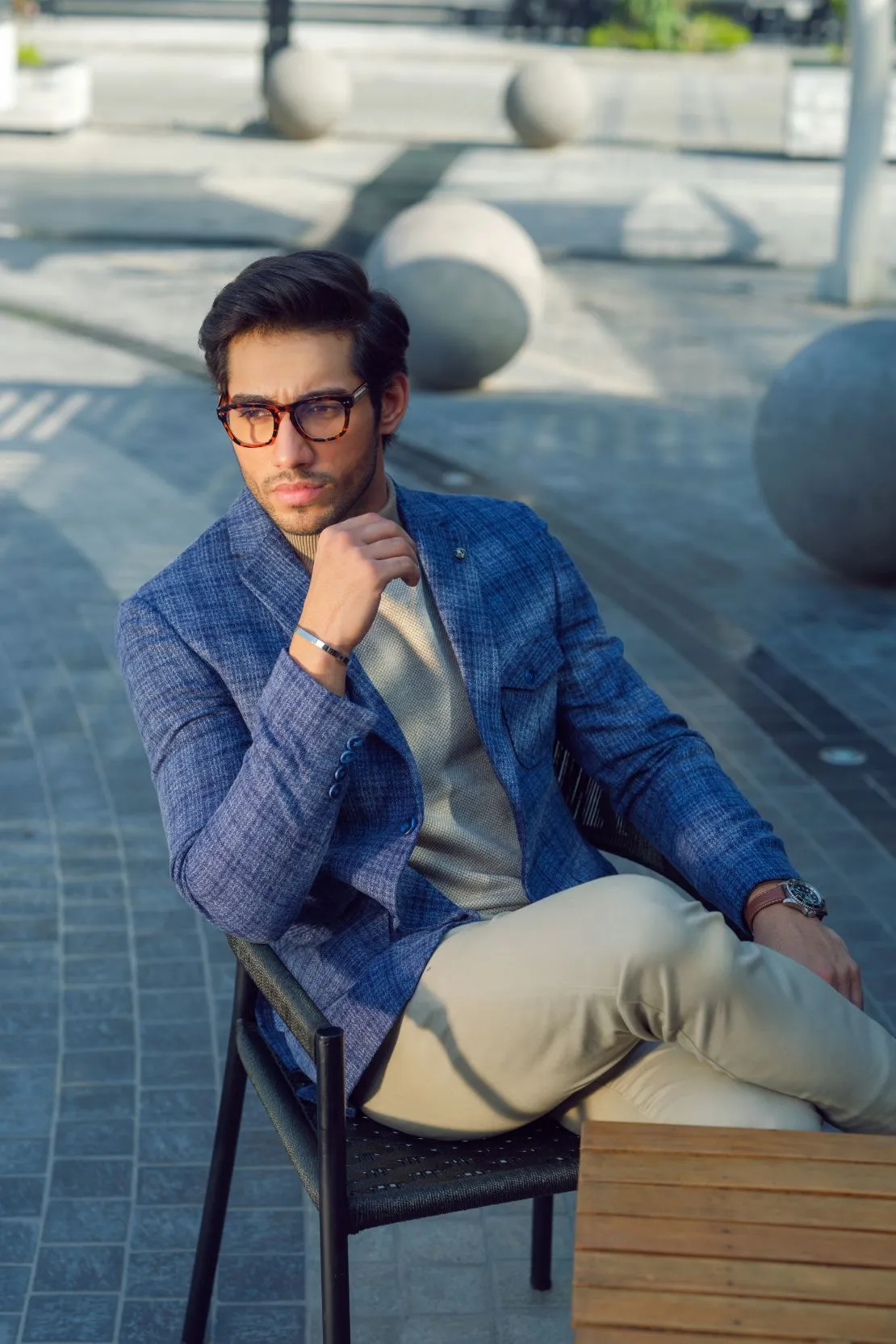 Blue Casual Coat
