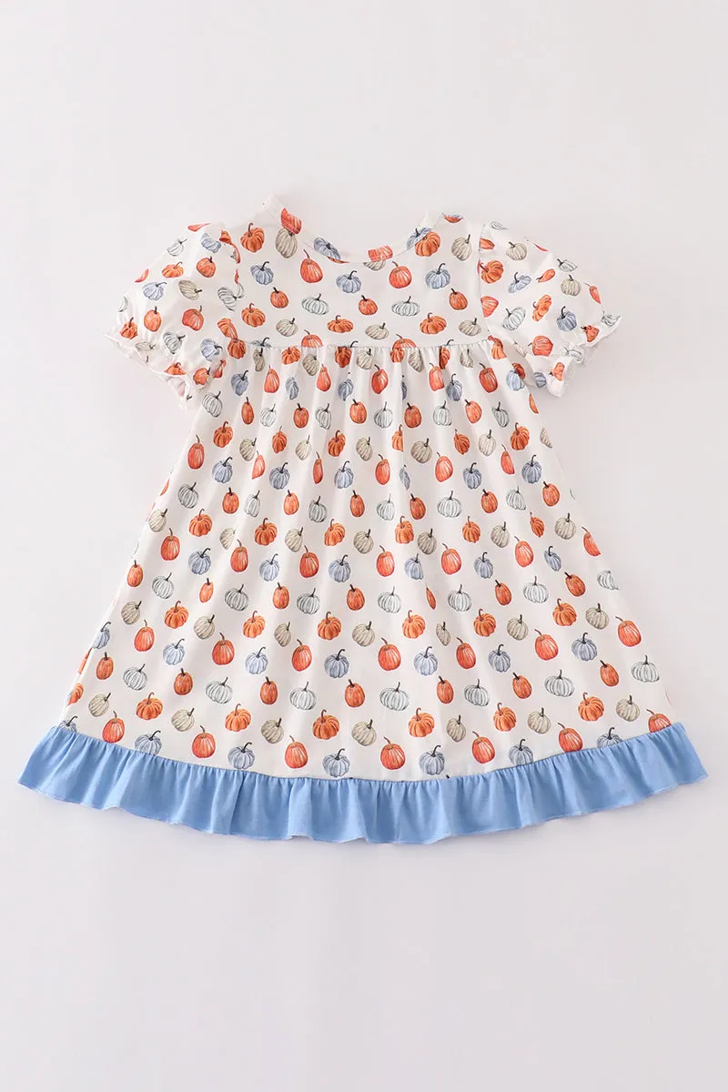 Blue pumpkin ruffle dress