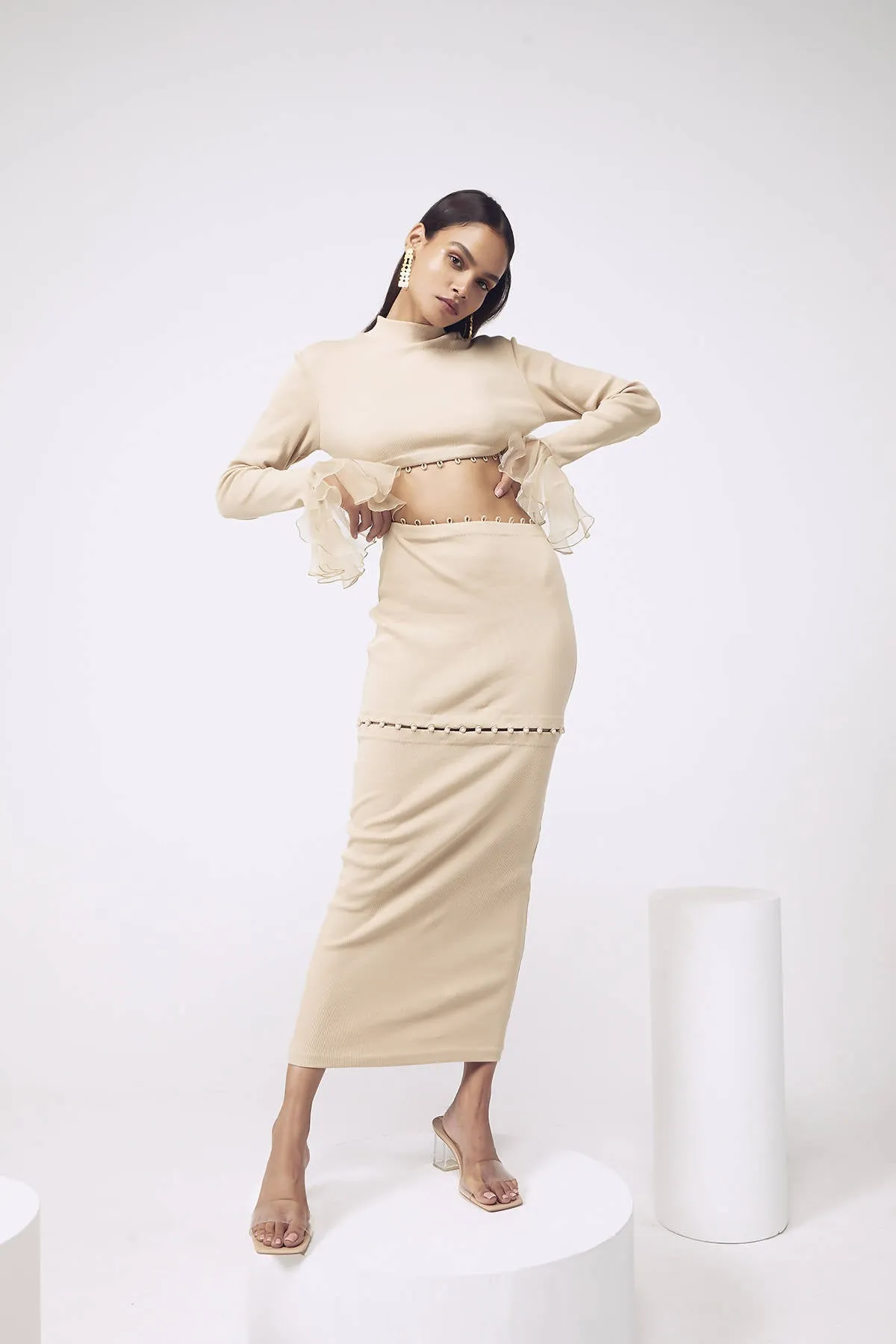 Bodycon Rib Maxi in Beige