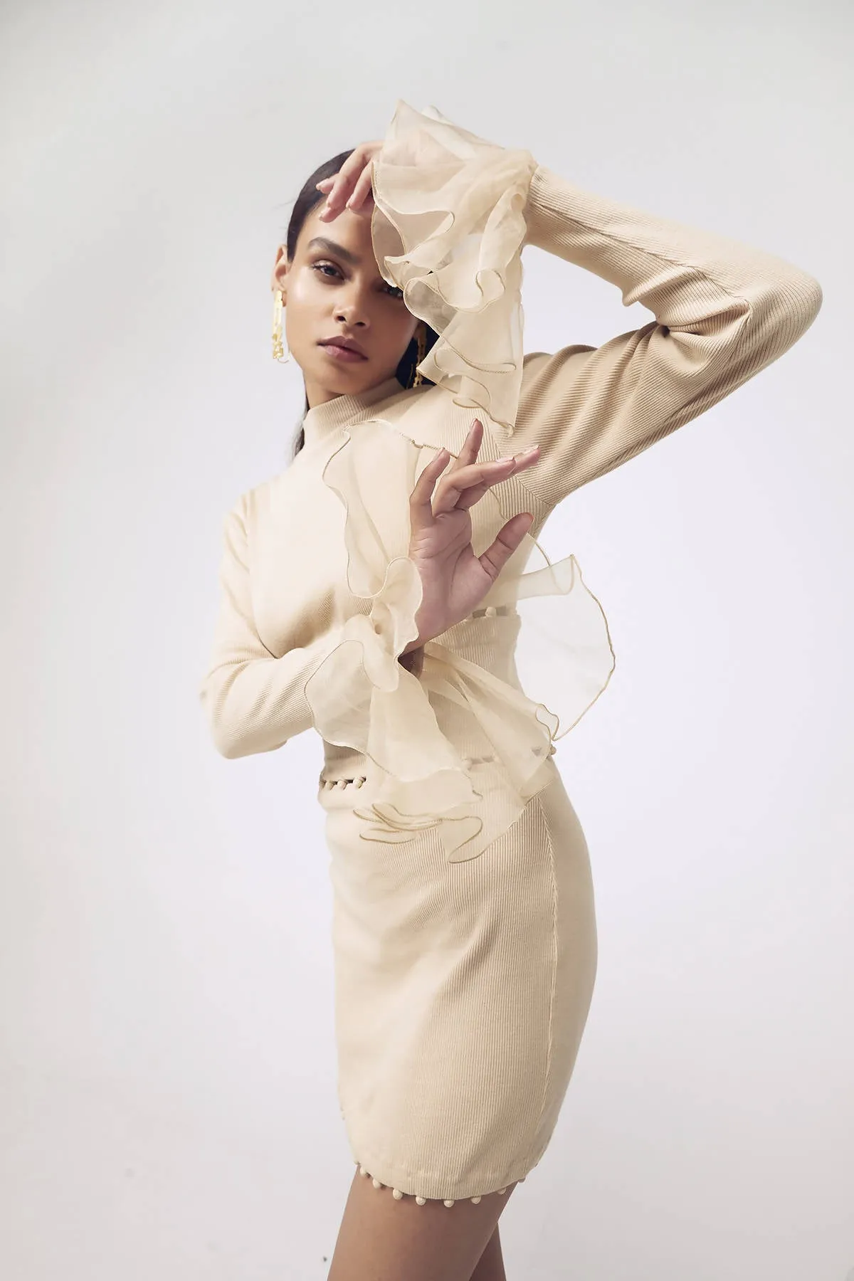 Bodycon Rib Maxi in Beige