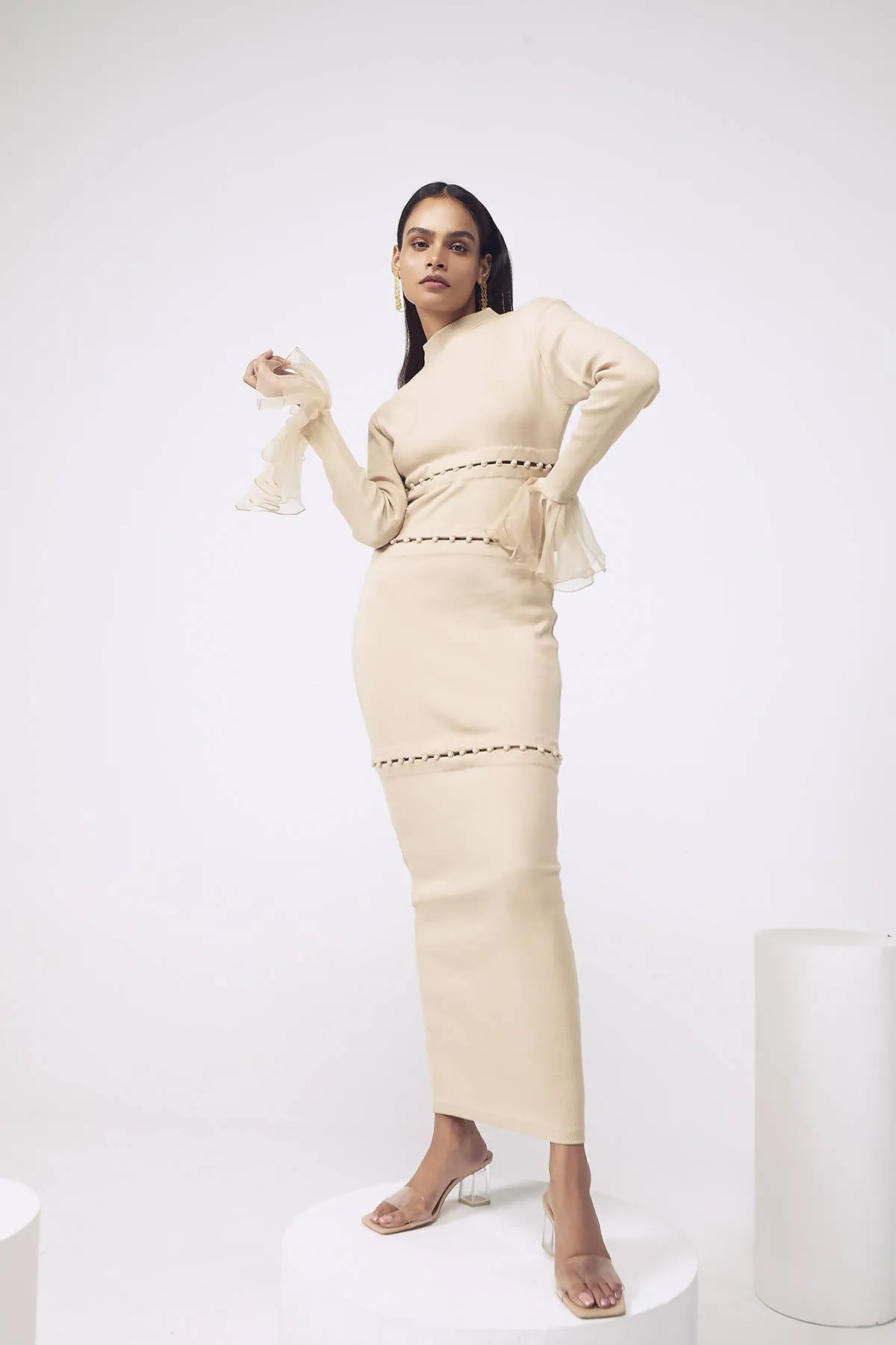 Bodycon Rib Maxi in Beige