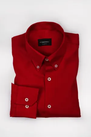 Bold Red Italian Linen Shirt
