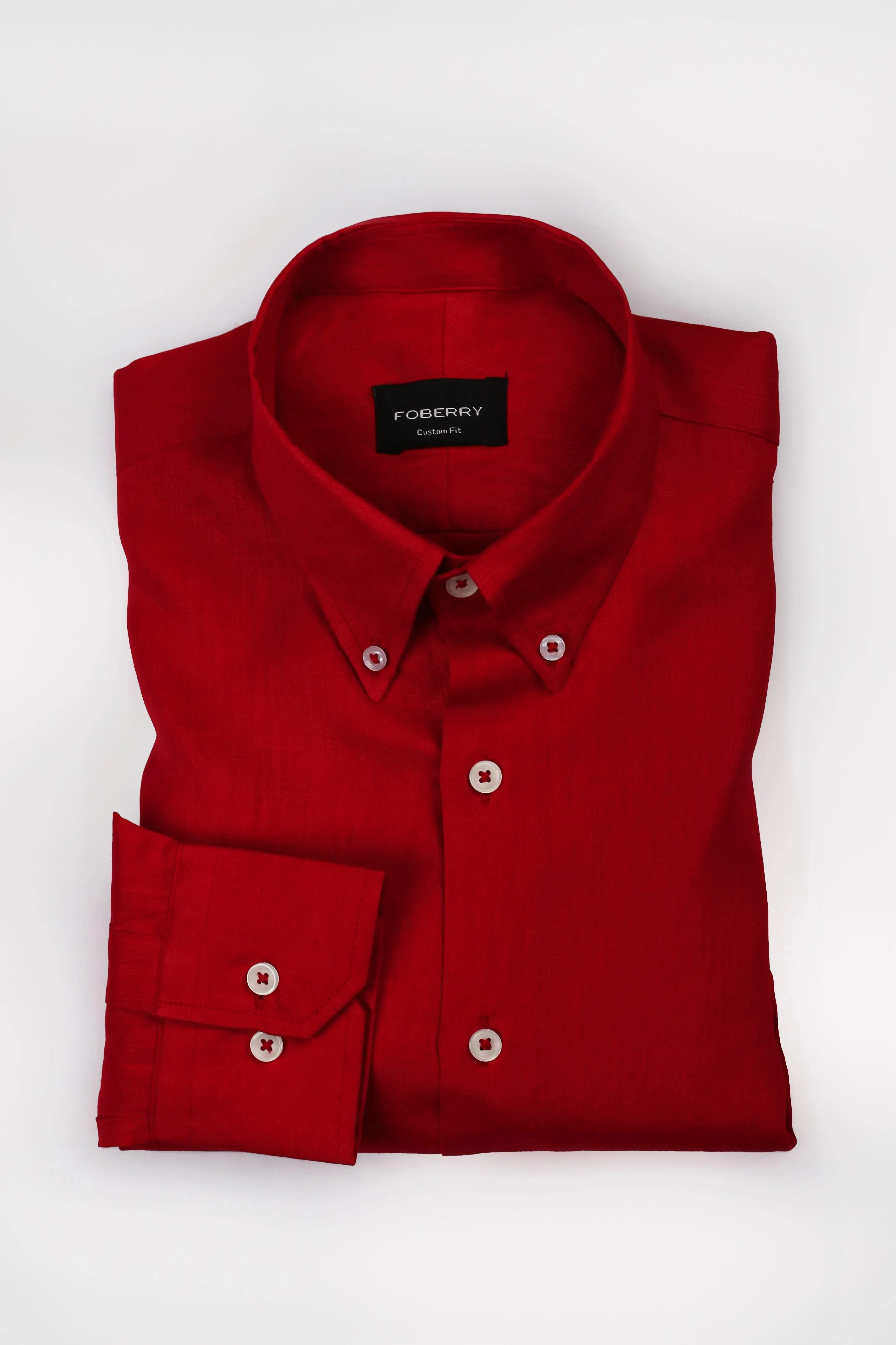 Bold Red Italian Linen Shirt