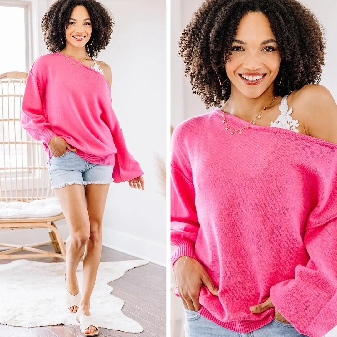 Boost Your Mood Dark Pink Sweater