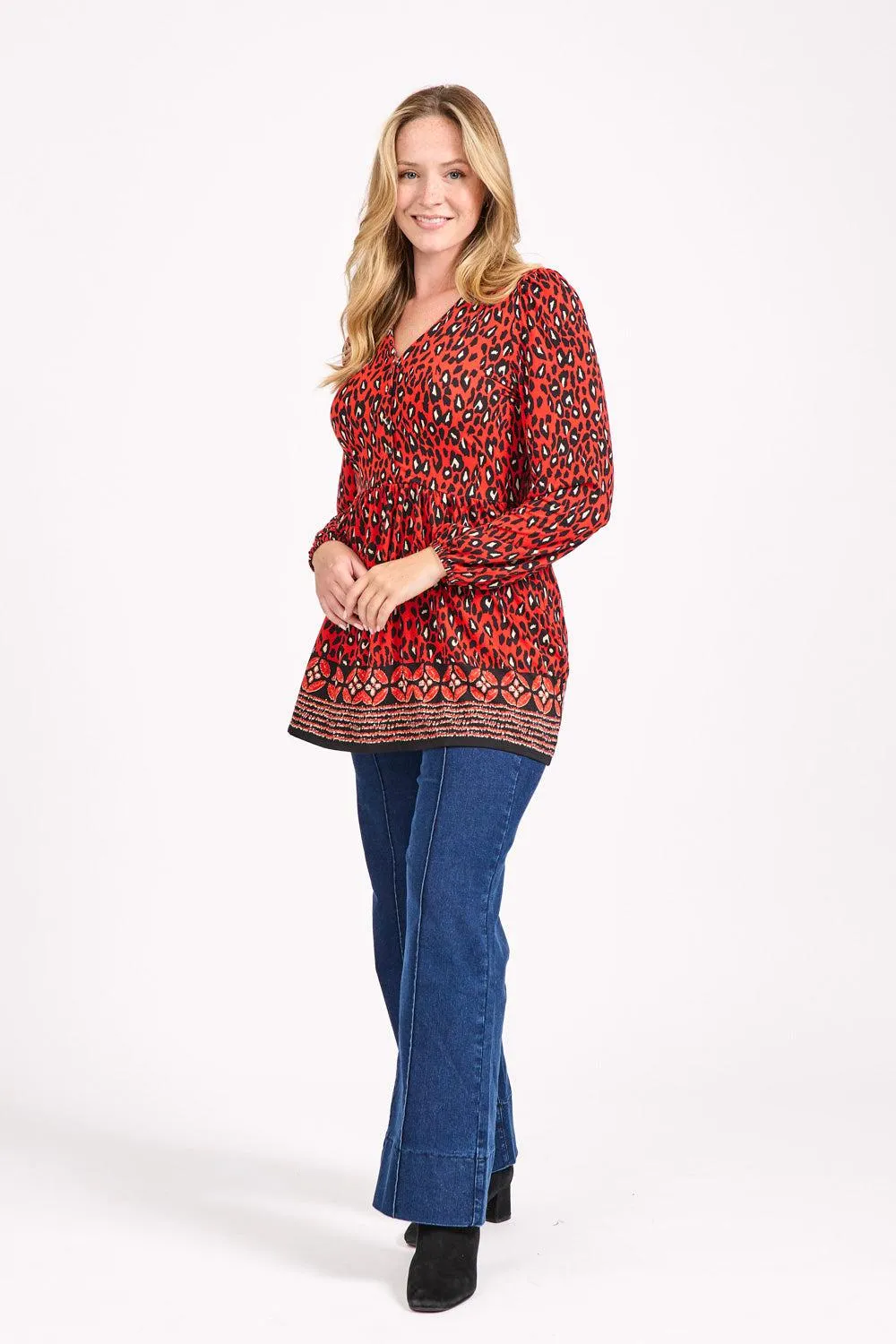 Border Print Soft Touch Blouse