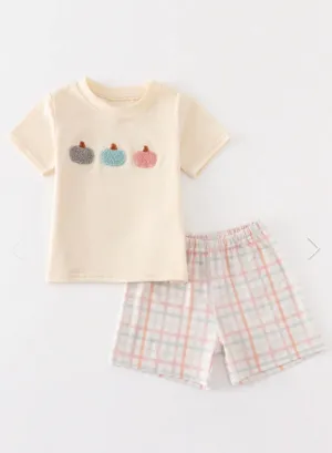 Boy French Knot Pumpkin Set