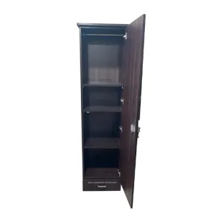 Brick Textured Engineered Wood Single Door Cupboard with 3 Shelves, 4 compartments
