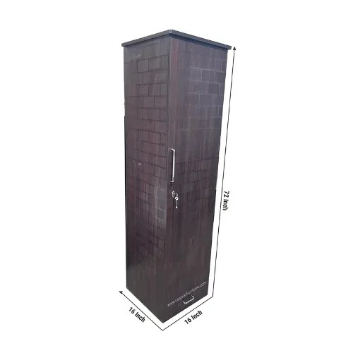 Brick Textured Engineered Wood Single Door Cupboard with 3 Shelves, 4 compartments