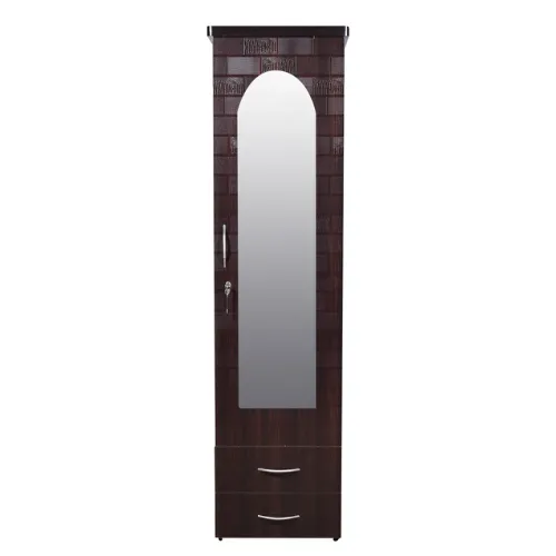 Brick Textured Single Door Wardorbe with Mirror