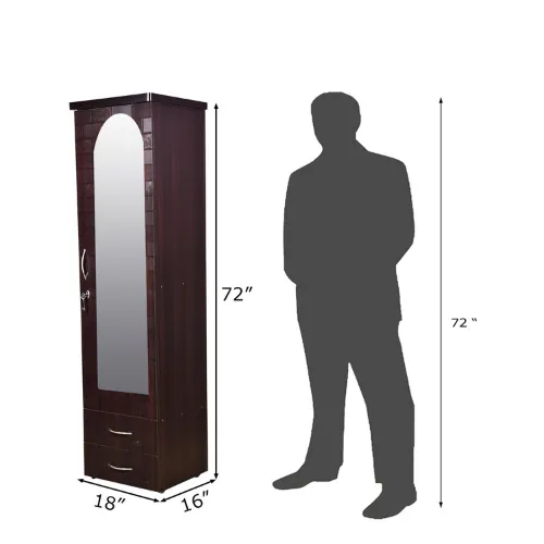 Brick Textured Single Door Wardorbe with Mirror