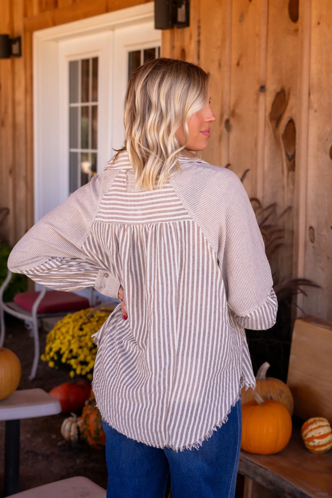 Brooks Striped Button Down Shirt | Brown