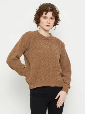 Brown Bliss Self Design Sweater