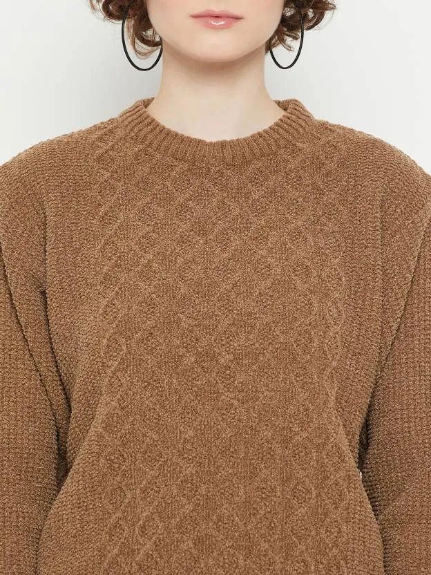 Brown Bliss Self Design Sweater