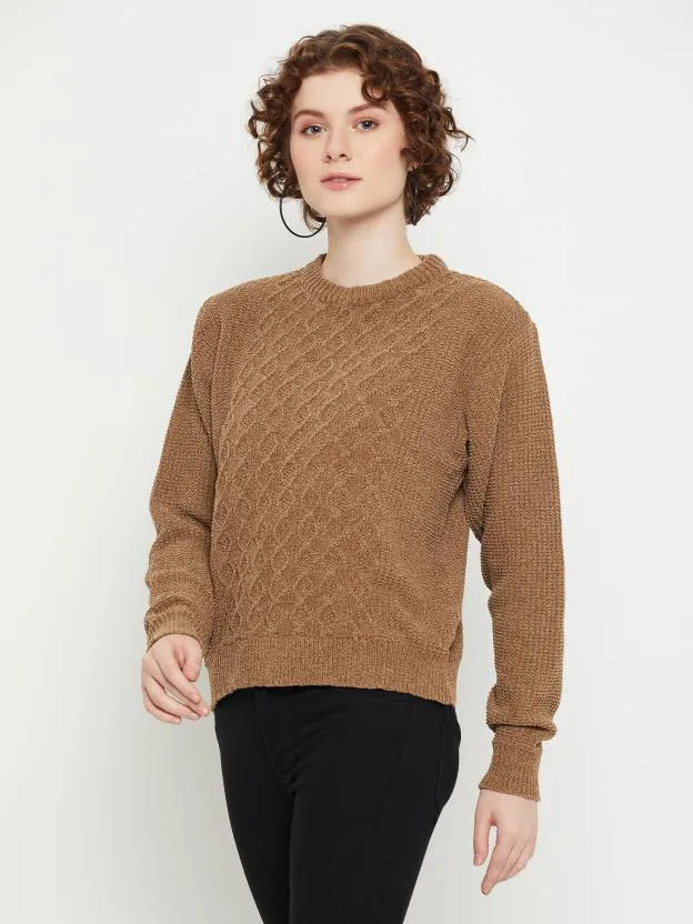 Brown Bliss Self Design Sweater