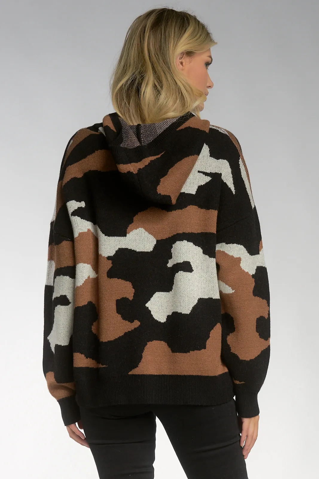 Brown Camo Hooded Gina Sweater