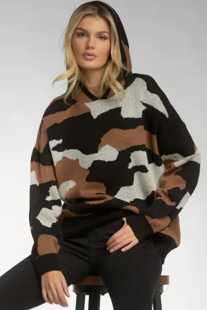 Brown Camo Hooded Gina Sweater