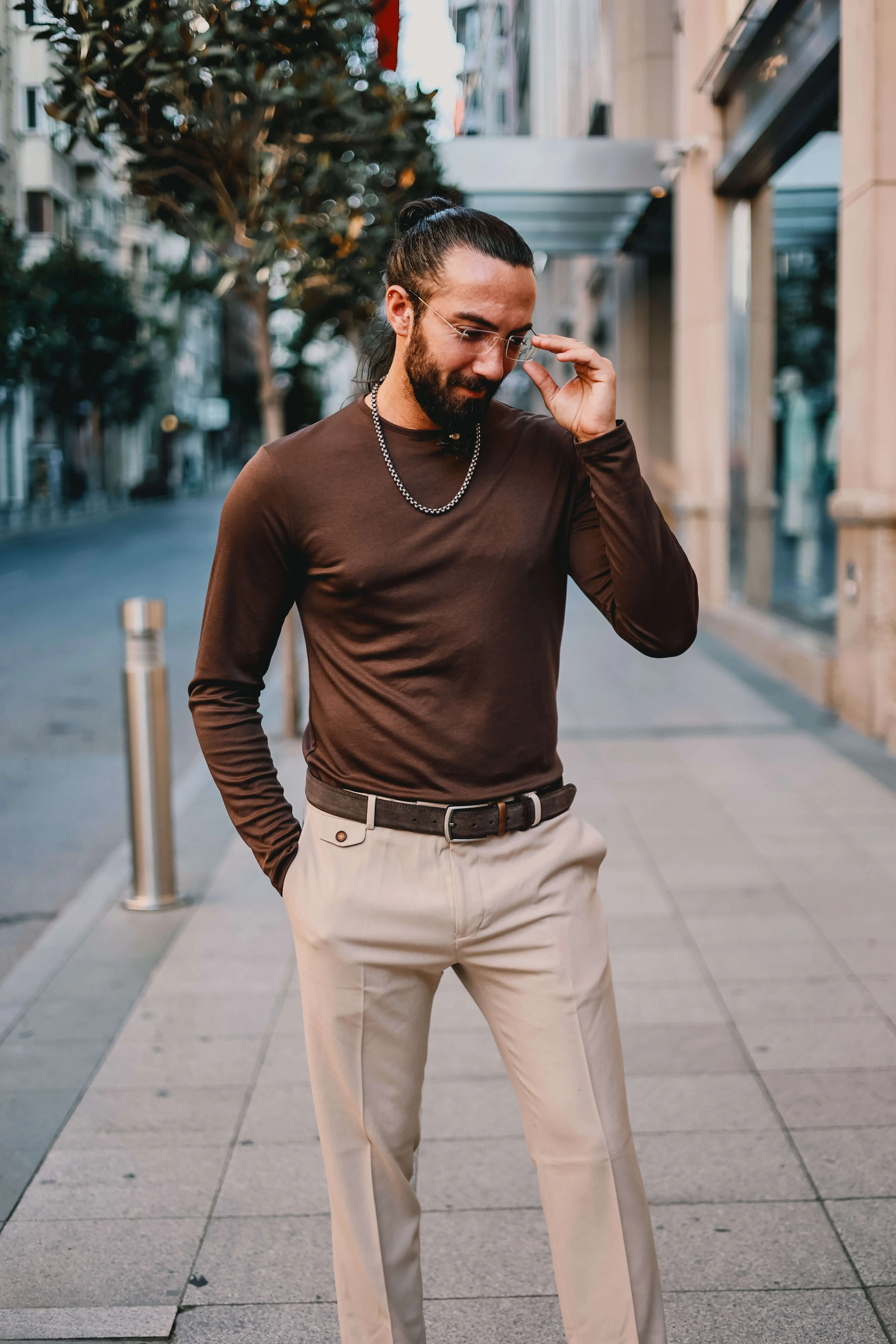 Brown Crewneck T Shirt