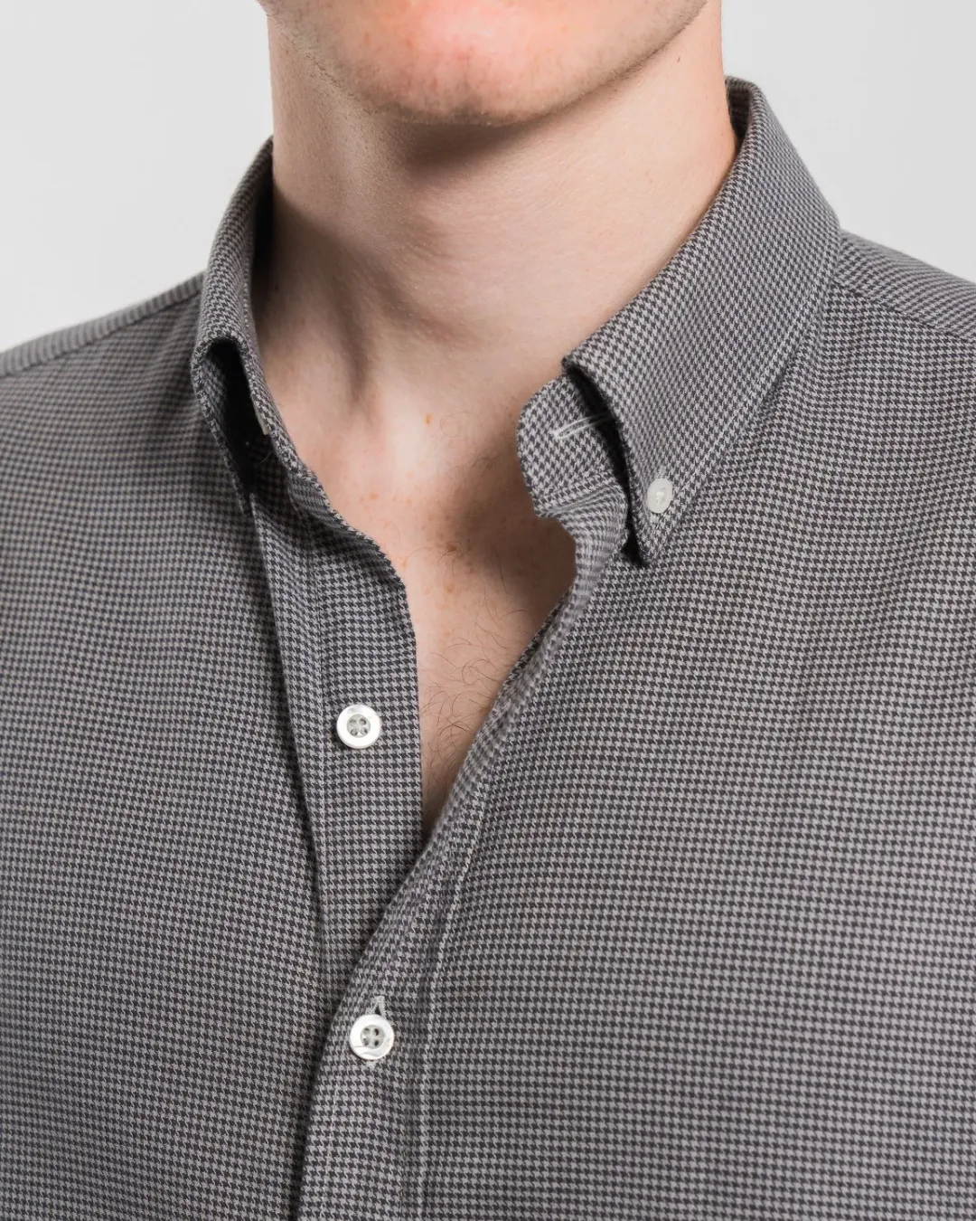 Brushed Cotton Black Houndstooth Shirt