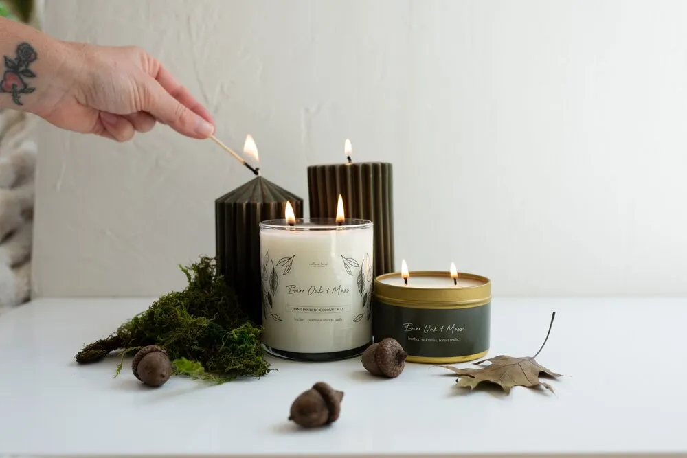 Burr Oak   Moss Glass Candle