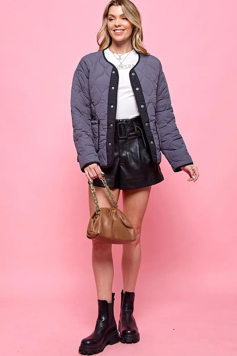 Button Front Quilted Jacket