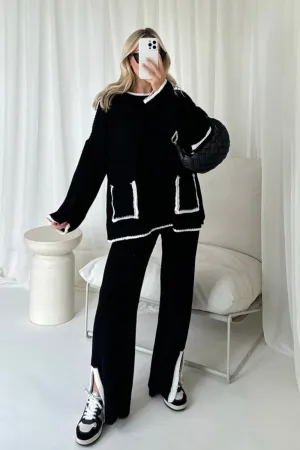 Caitlin black knitted lounge co ord
