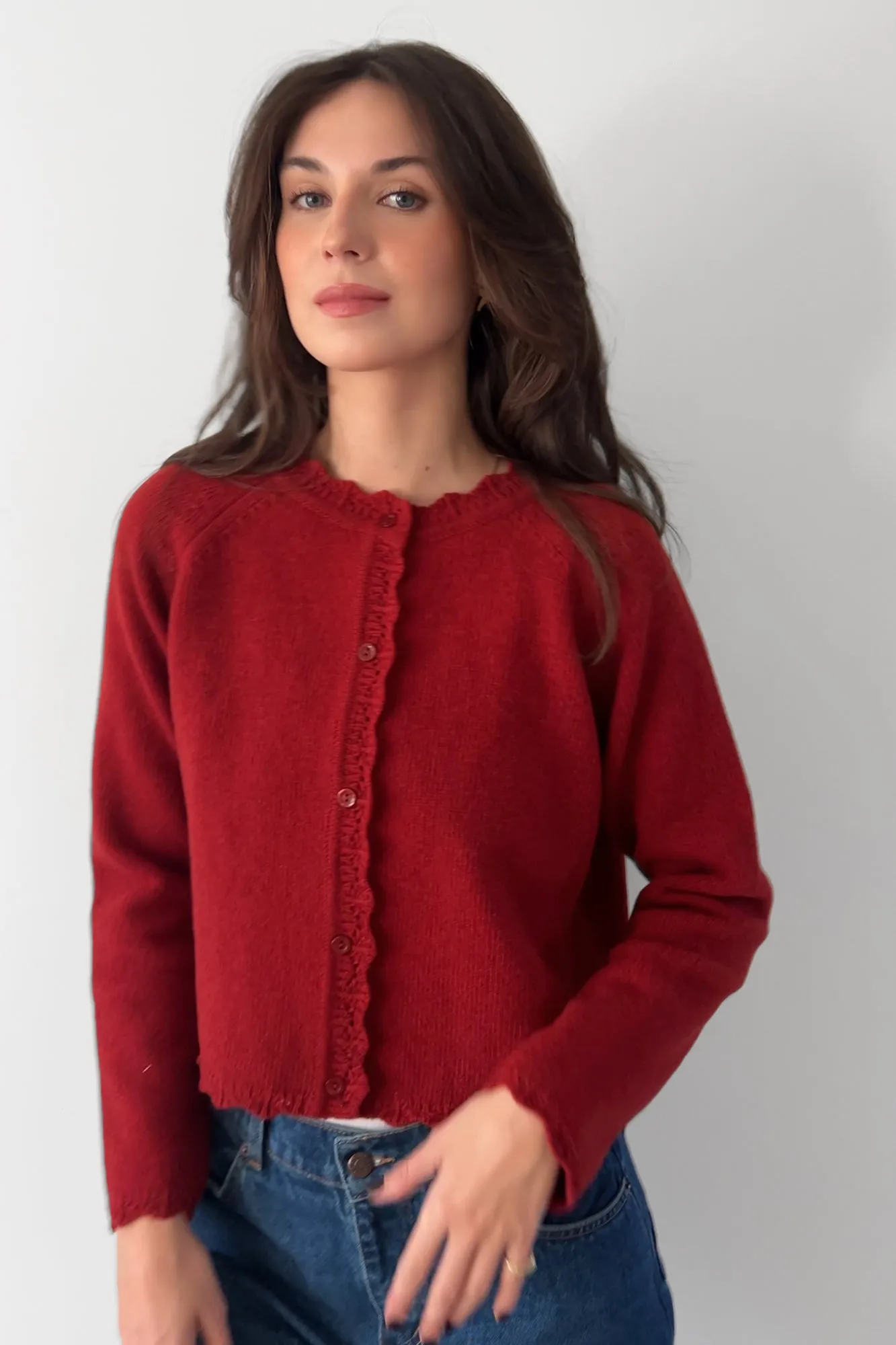 Cardigan in wool / 16 / 15 / cranberry red
