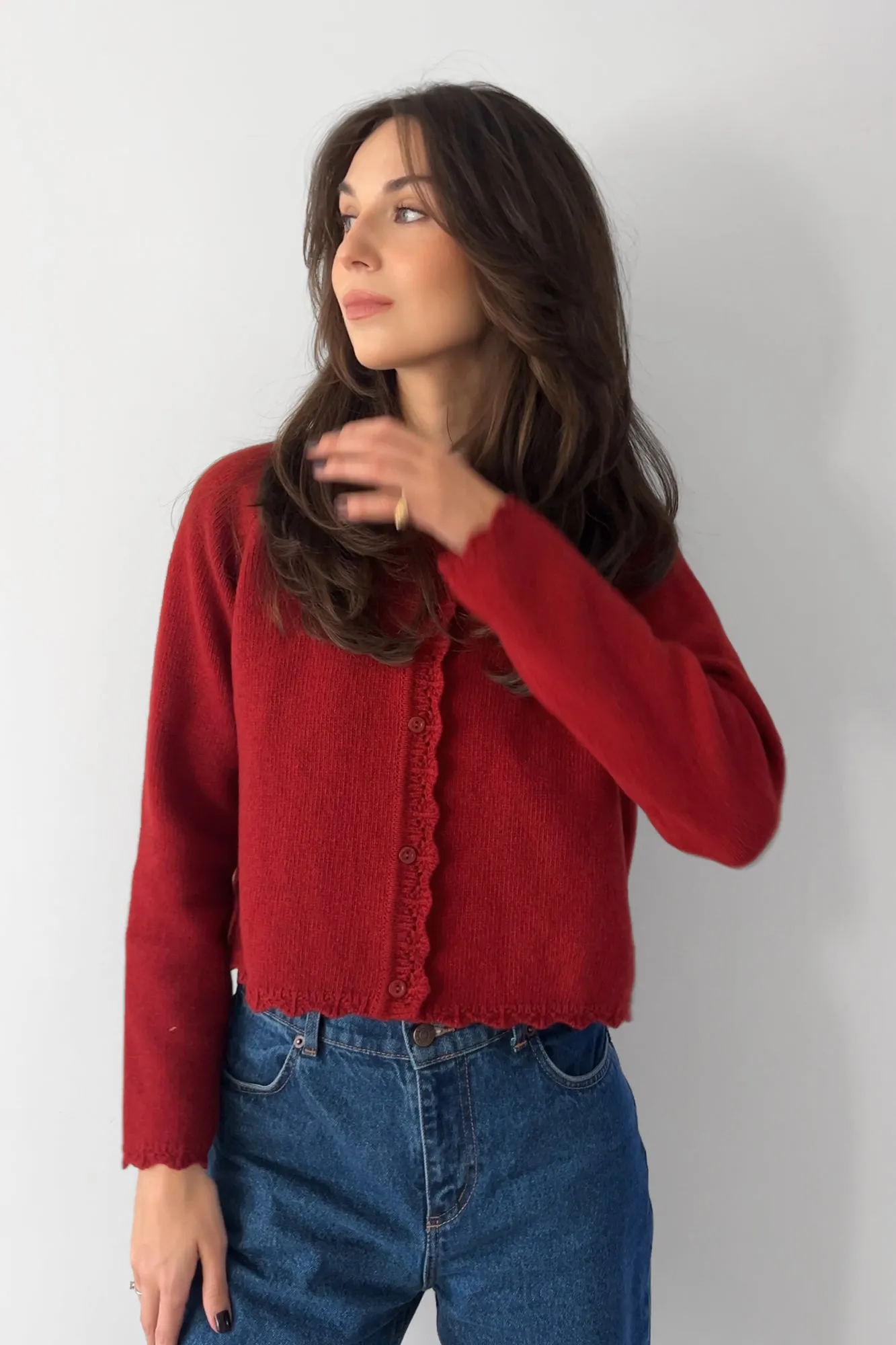 Cardigan in wool / 16 / 15 / cranberry red