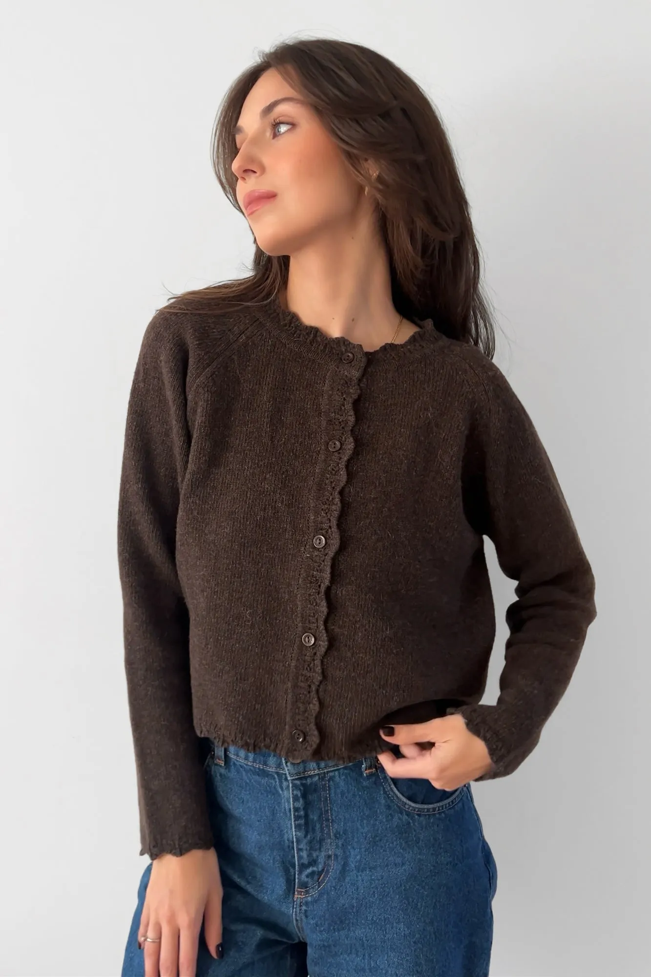 Cardigan in wool / 16 / 15 / mahogany brown