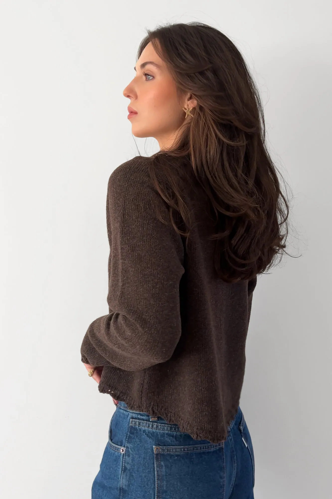 Cardigan in wool / 16 / 15 / mahogany brown