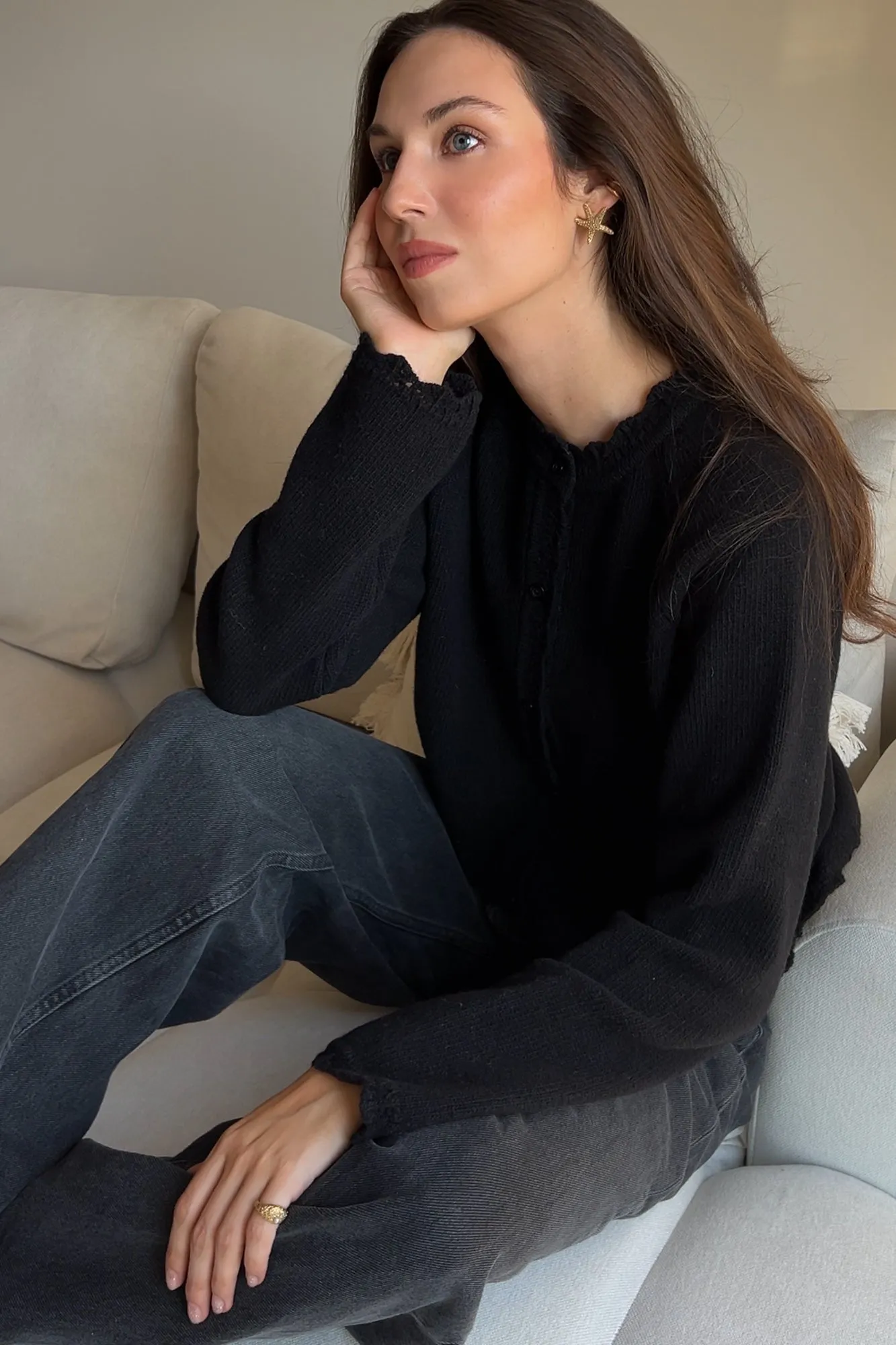 Cardigan in wool / 16 / 15 / onyx black