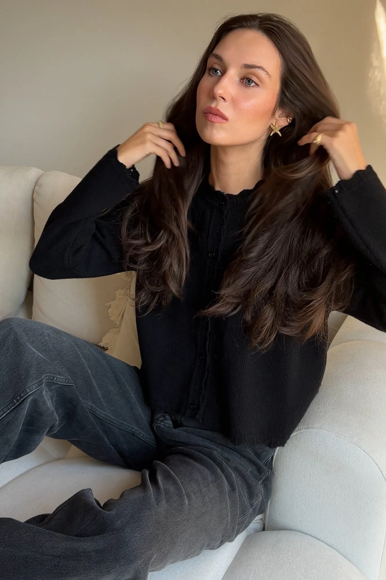Cardigan in wool / 16 / 15 / onyx black