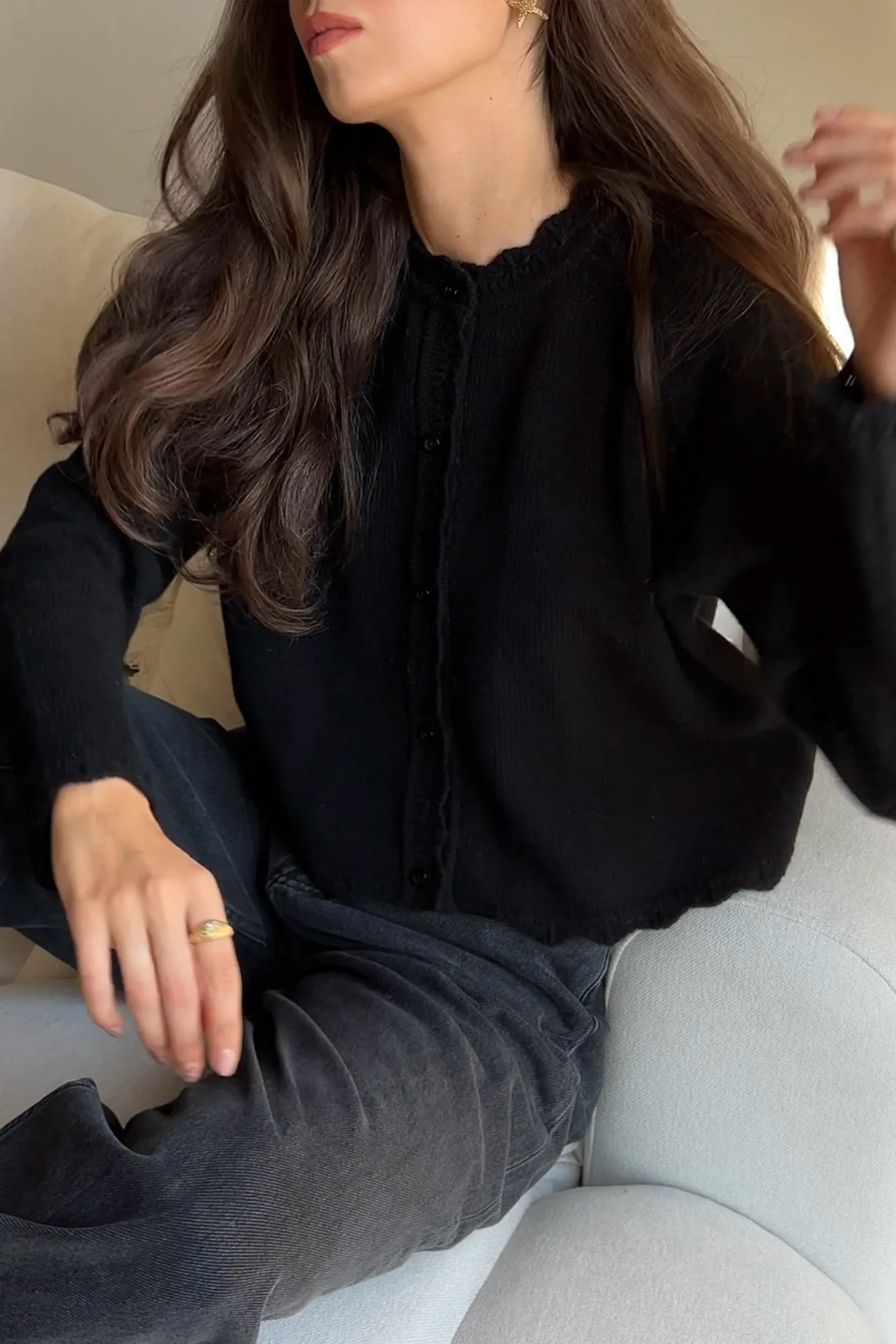 Cardigan in wool / 16 / 15 / onyx black