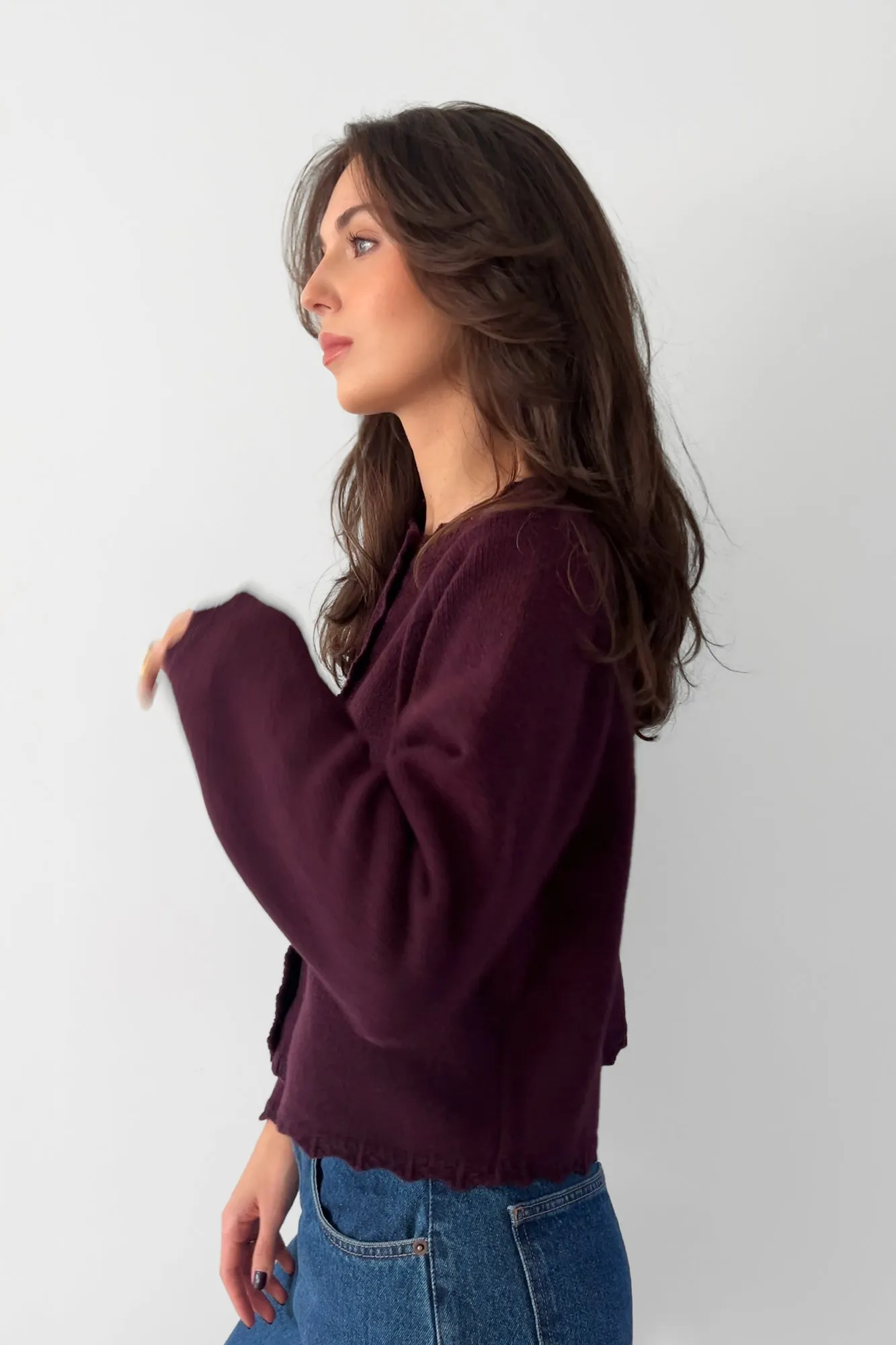 Cardigan in wool / 16 / 15 / plum