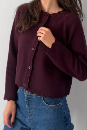 Cardigan in wool / 16 / 15 / plum