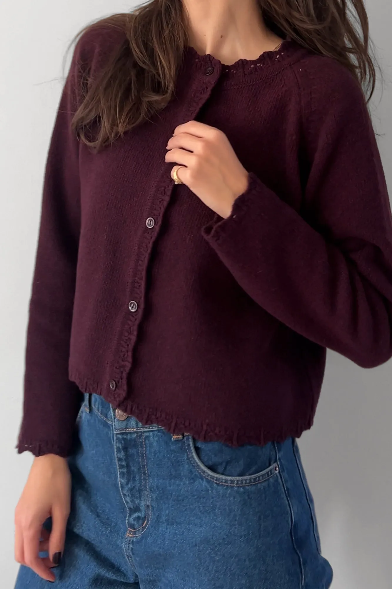 Cardigan in wool / 16 / 15 / plum