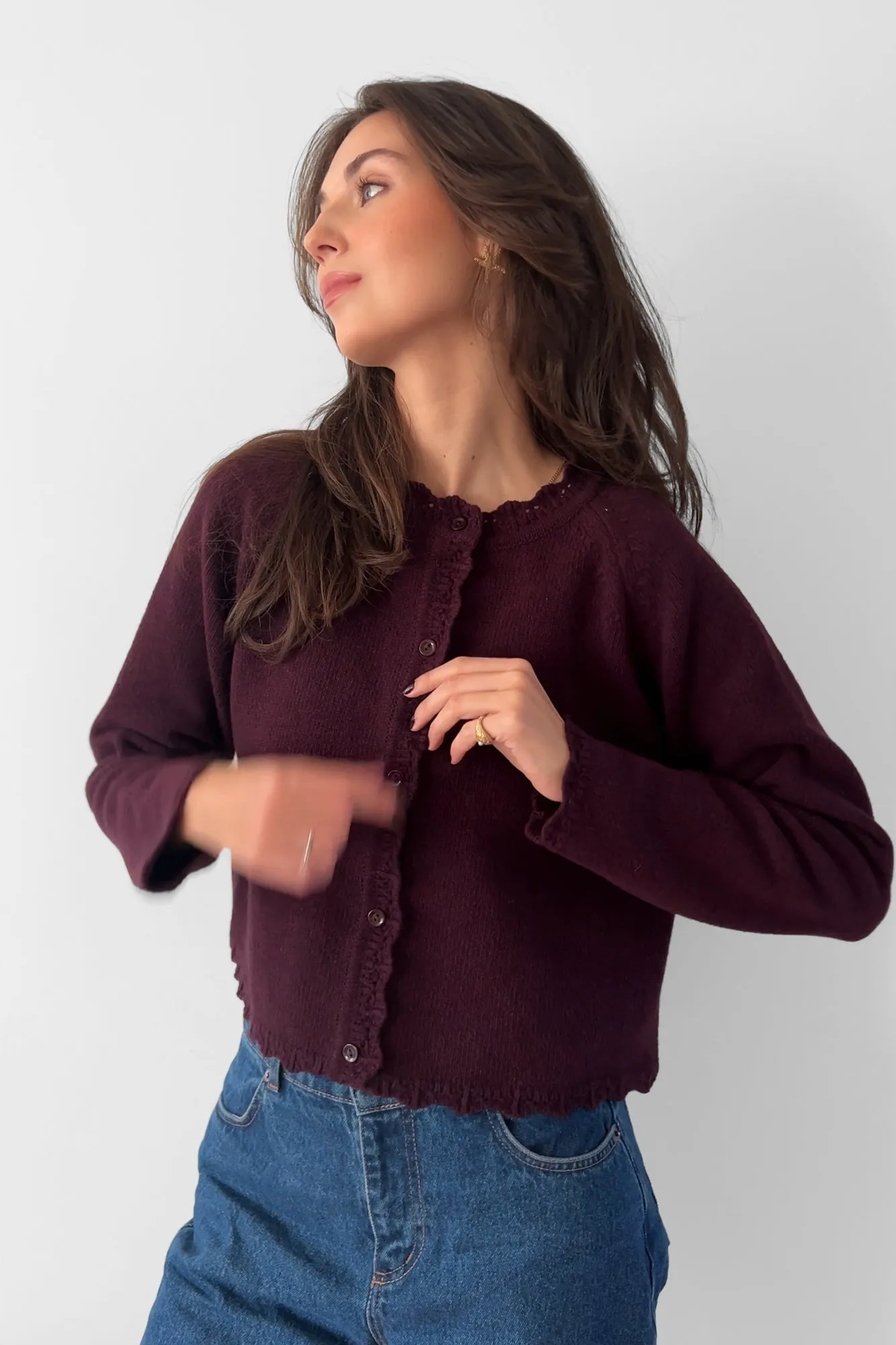 Cardigan in wool / 16 / 15 / plum