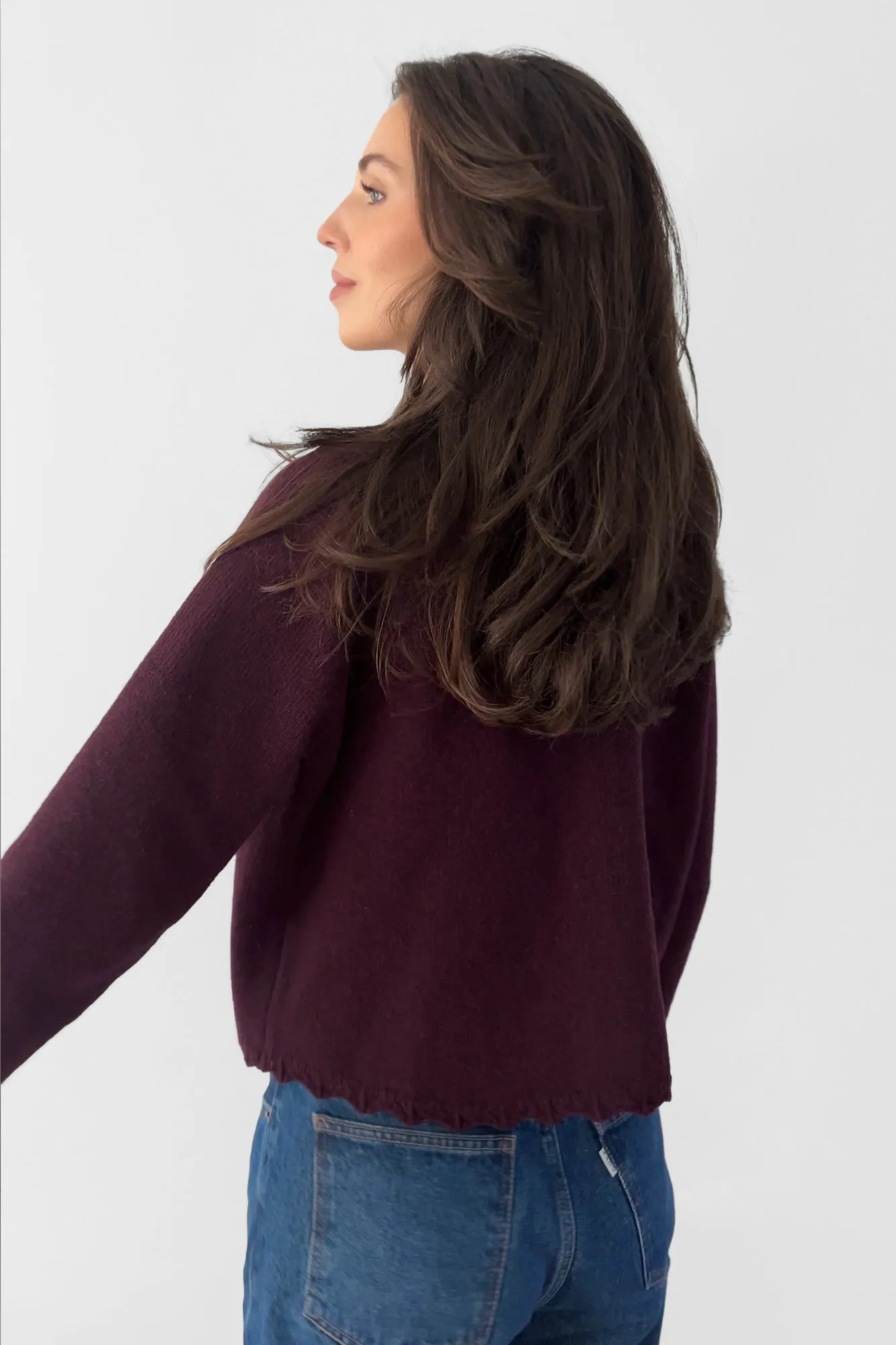 Cardigan in wool / 16 / 15 / plum