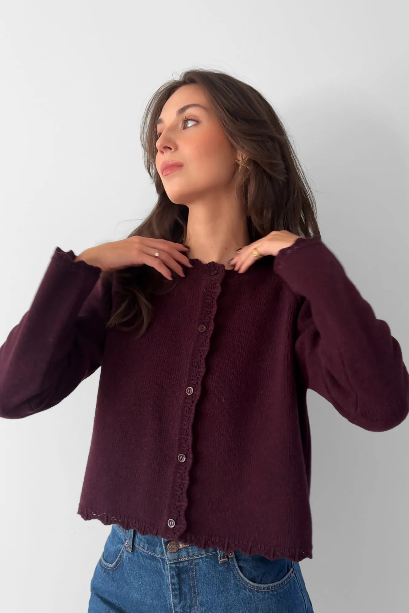 Cardigan in wool / 16 / 15 / plum