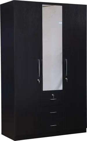 CASPIAN Furniture 3 Door Wardrobe for Bedroom with Super Utility. (Colour Rainforest Dark) Size 78 X 48 X 21