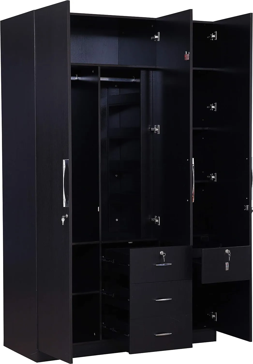 CASPIAN Furniture 3 Door Wardrobe for Bedroom with Super Utility. (Colour Rainforest Dark) Size 78 X 48 X 21
