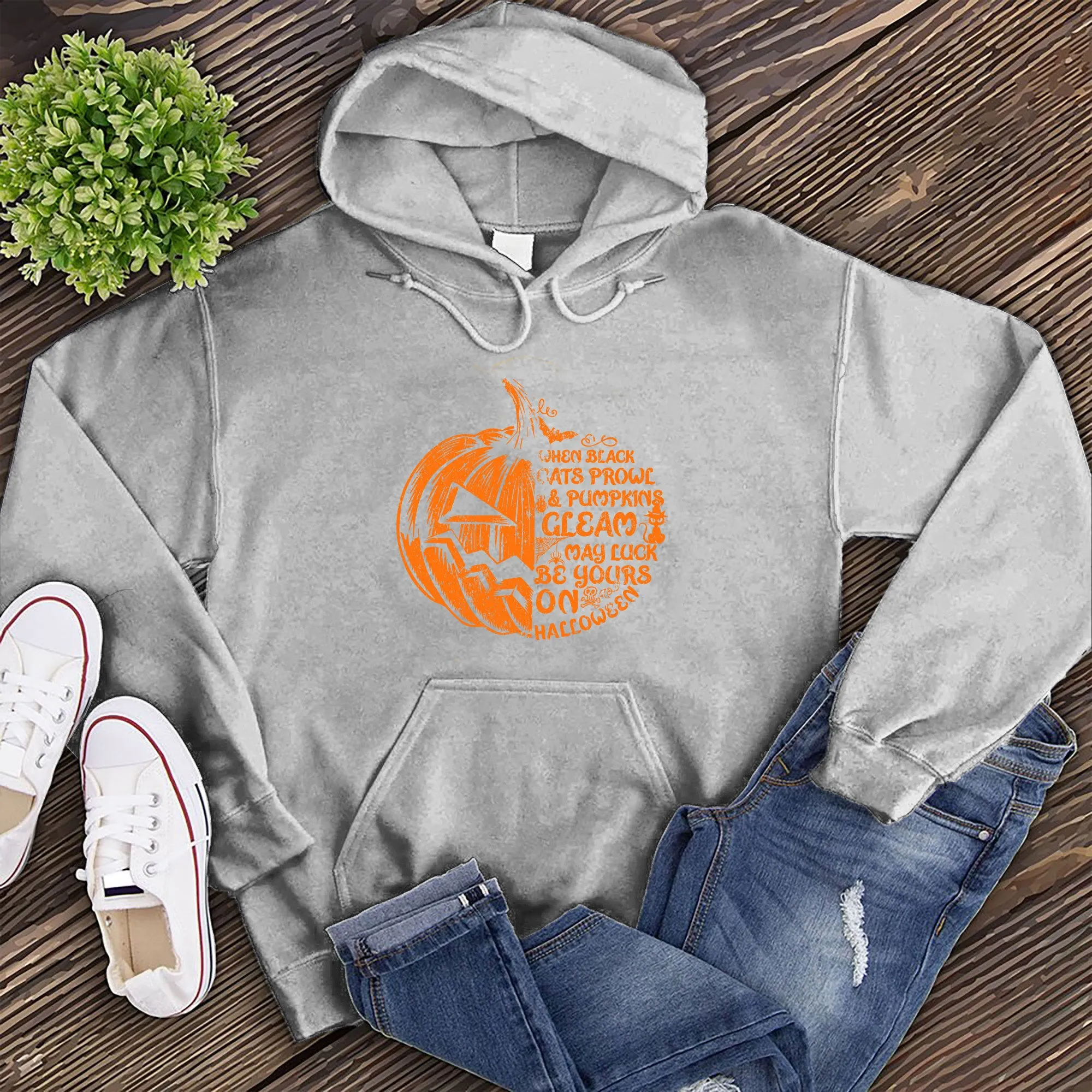 Cats Prowl and Pumpkins Gleam Hoodie